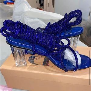 Royal blue crystal heels